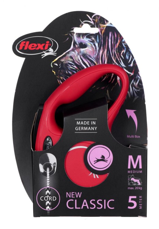 Smycz NEW CLASSIC M linka -5m -do 20kg czerwony