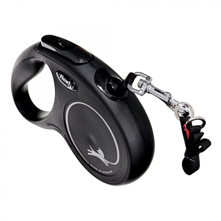 FLEXI Smycz automatyczna NEW CLASSIC M taśma kolor: czarny - 5m - do 25kg
