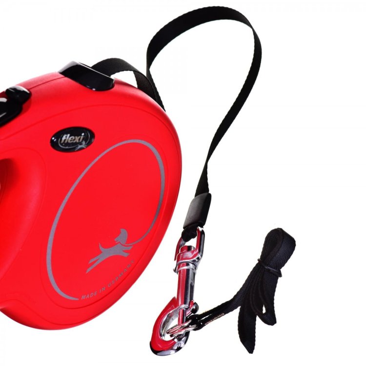 FLEXI Smycz automatyczna NEW CLASSIC L taśma kolor: czerwony - 8m - do 50kg