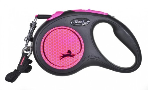 Smycz FLEXI automatyczna New Neon S taśma 5 m kol. różowy