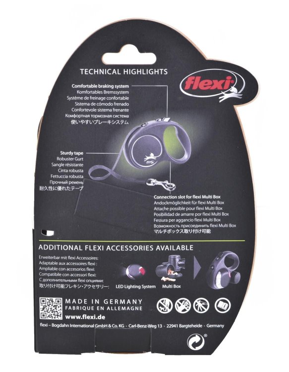 Smycz FLEXI automatyczna Black Design S taśma 5 m kol. różowy