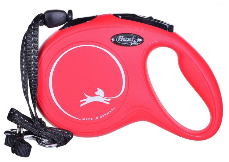 Smycz FLEXI automatyczna New Classic linka M 8 m czerwona