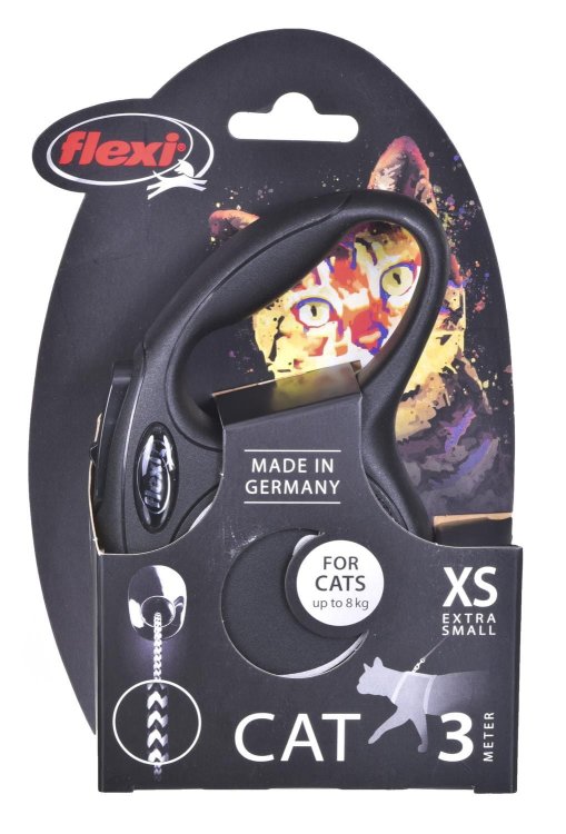 Smycz FLEXI automatyczna New Classic CAT linka XS 3 m czarna