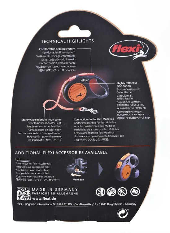 FLEXI New Neon - smycz automatyczna - M: 5m