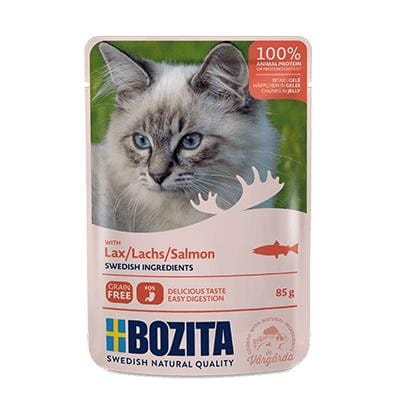 BOZITA Mięsne kawałki w galarecie z łososiem - saszetka dla kota - 85g