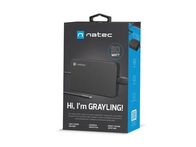 NATEC ZASILACZ ŁADOWARKA GRAYLING USB-C 90W DO LAPTOPÓW, TABLETÓW, TELEFONÓW NZU-2035