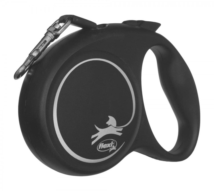 Smycz FLEXI automatyczna Black Design M taśma 5 m kol. czarny