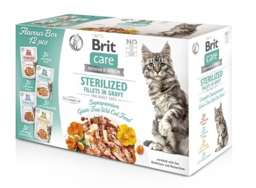 Brit  Care Cat Sterilized Flavour Box Pouch 12x85g