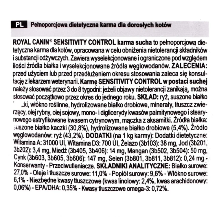 Royal Canin Vet Sensitivity Control Feline 1,5Kg