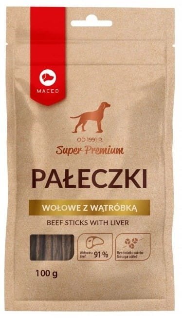 MACED Przysmak  pałeczki wołowe z wątróbką 100g