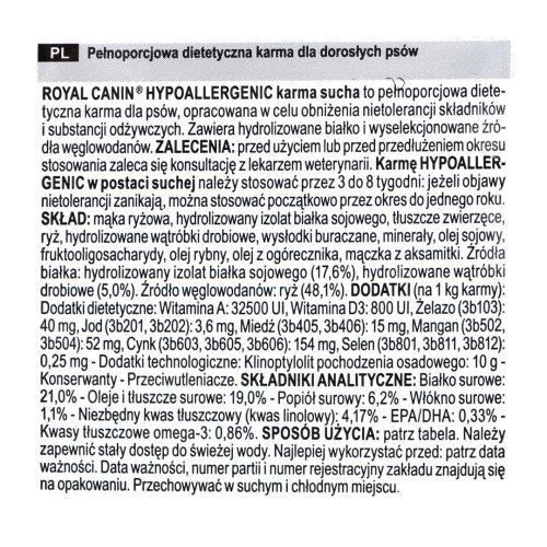 ROYAL CANIN Hypoallergenic 14kg - sucha karma dla psa