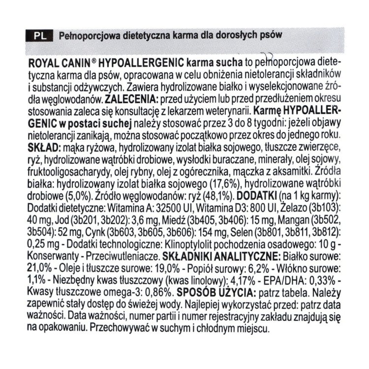 ROYAL CANIN Hypoallergenic 14kg - sucha karma dla psa