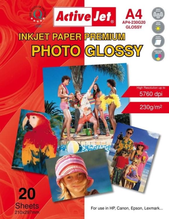 Papier fotograficzny błyszczący Activejet AP4-230G20 (A4; 20 szt.)