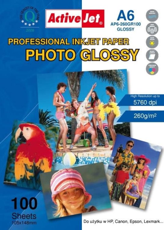 Papier fotograficzny błyszczący Activejet AP6-260GR100 (A6; 100 szt.)