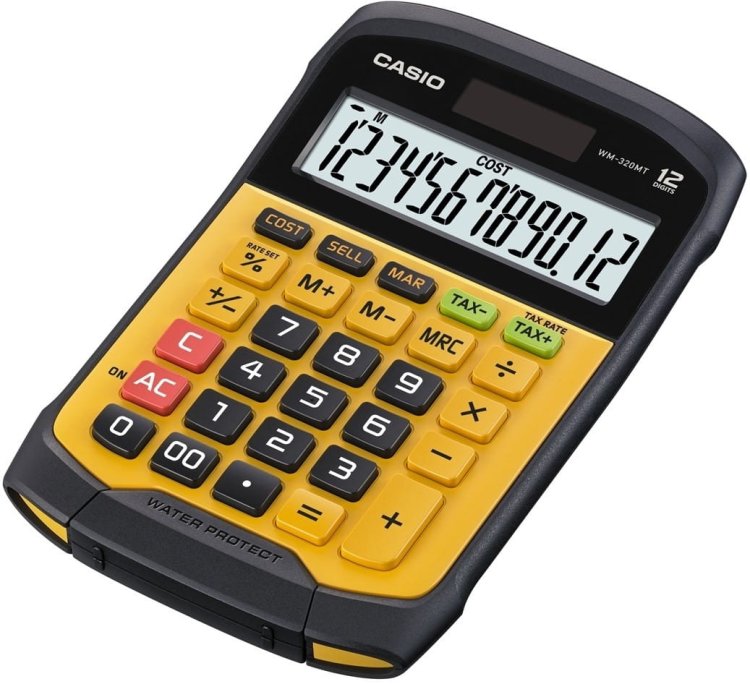 CASIO KALKULATOR BIUROWY WODOODPORNY WM-320MT-S, 12-cyfrowy wyświetlacz, Wyjmowana klawiatura, 108,5x168,5, Poziom wodoszczelności i odporności na bru