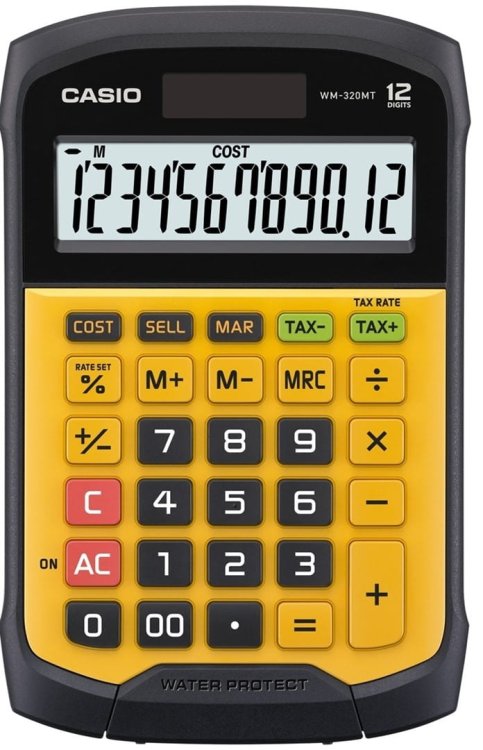 CASIO KALKULATOR BIUROWY WODOODPORNY WM-320MT-S, 12-cyfrowy wyświetlacz, Wyjmowana klawiatura, 108,5x168,5, Poziom wodoszczelności i odporności na bru