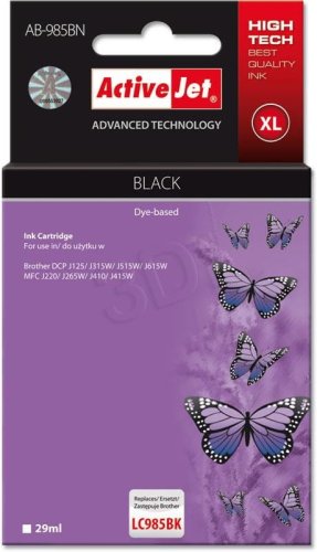 Activejet AB-985BN Tusz (zamiennik Brother LC985BK; Supreme; 29 ml; czarny)