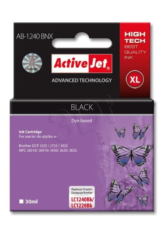 Activejet AB-1240BNX Tusz (zamiennik Brother LC1240BK/1220BK; Supreme; 30 ml; czarny)
