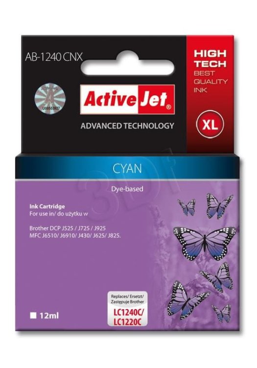 Activejet AB-1240CNX Tusz (zamiennik Brother LC1240C/1220C; Supreme; 12 ml; niebieski)