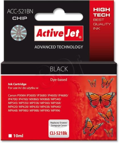 Tusz Activejet ACC-521BN (zamiennik Canon CLI-521Bk; Supreme; 10 ml; czarny)
