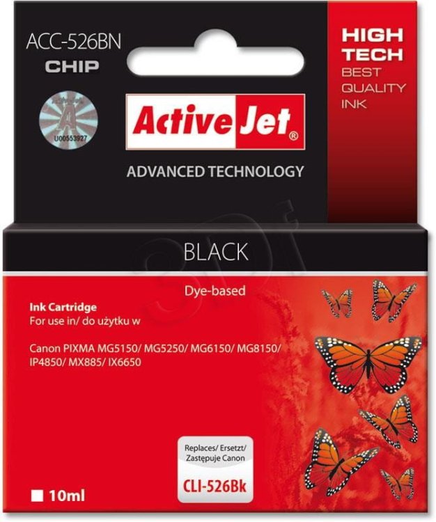 Tusz Activejet ACC-526BN (zamiennik Canon CLI-526Bk; Supreme; 10 ml; czarny)