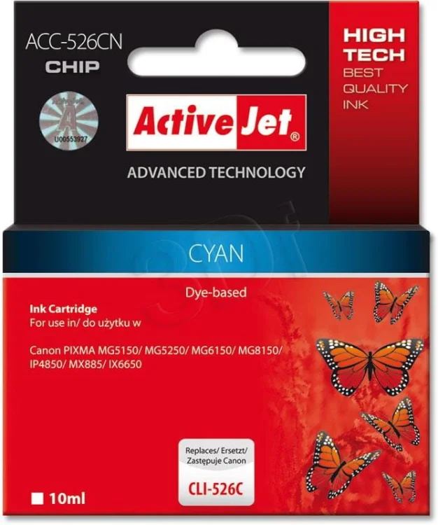 Tusz Activejet ACC-526CN (zamiennik Canon CLI-526C; Supreme; 10 ml; niebieski)