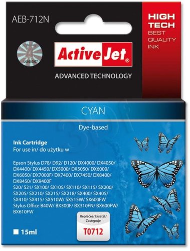 Tusz Activejet AEB-712N (zamiennik Epson T0712, T0892, T1002; Supreme; 15 ml; niebieski)
