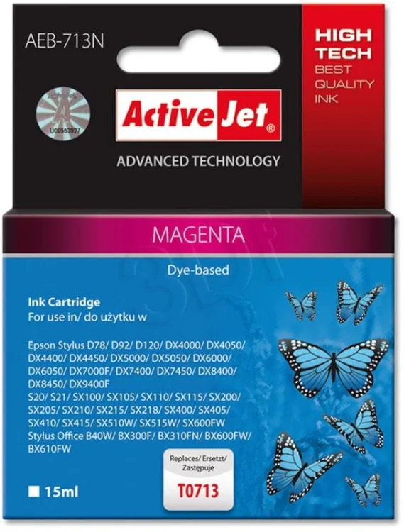 Tusz Activejet AEB-713N (zamiennik Epson T0713, T0893, T1003; Supreme; 15 ml; czerwony)
