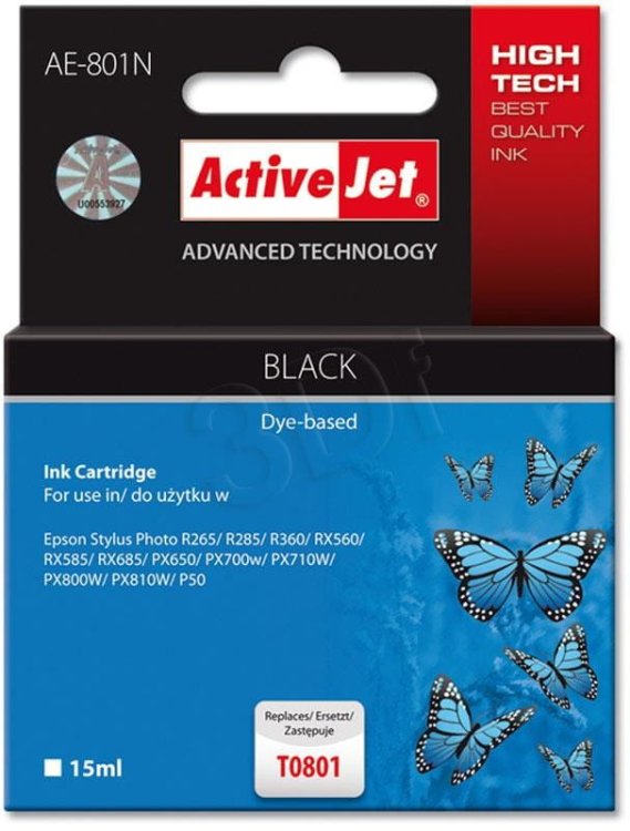 Activejet AE-801N Tusz (zamiennik Epson T0801; Supreme; 15 ml; czarny)