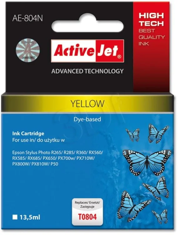 Activejet AE-804N Tusz  (zamiennik Epson T0804; Supreme; 13.5 ml; żółty)