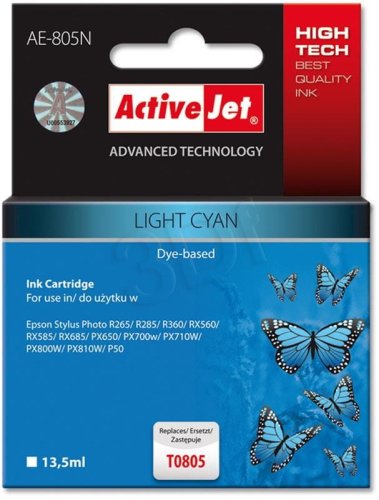 Tusz Activejet AE-805N (zamiennik Epson T0805; Supreme; 13.5 ml; jasny niebieski)