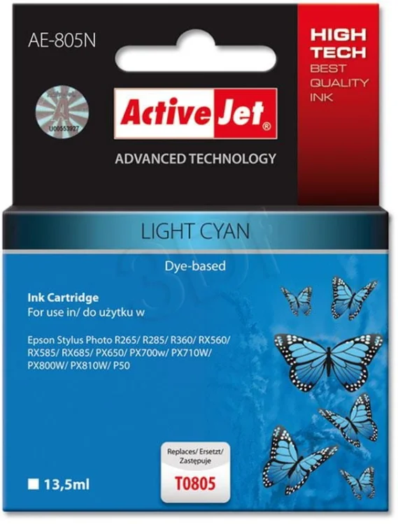 Tusz Activejet AE-805N (zamiennik Epson T0805; Supreme; 13.5 ml; jasny niebieski)