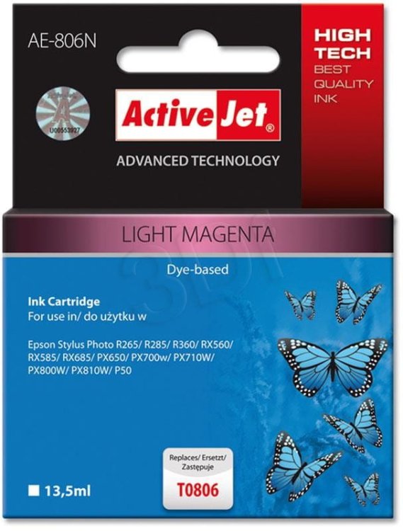 Tusz Activejet AE-806N (zamiennik Epson T0806; Supreme; 13.5 ml; jasny czerwony)