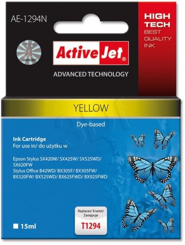Tusz Activejet AE-1294N (zamiennik Epson T1294; Supreme; 15 ml; żółty)