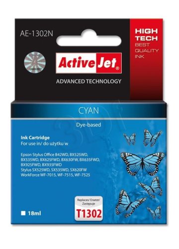 Tusz Activejet AE-1302N (zamiennik Epson T1302; Supreme; 18 ml; niebieski)