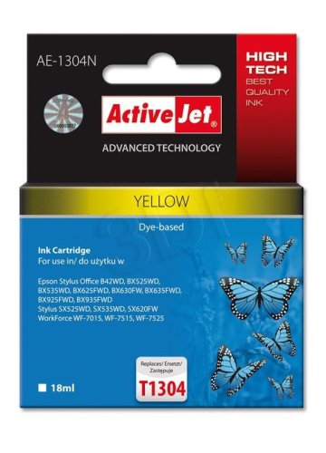 Tusz Activejet AE-1304N (zamiennik Epson T1304; Supreme; 18 ml; żółty)