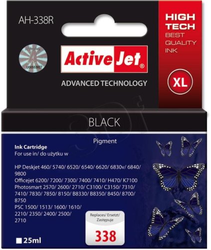 Tusz Activejet AH-338R (zamiennik HP 338 C8765EE; Premium; 25 ml; czarny)