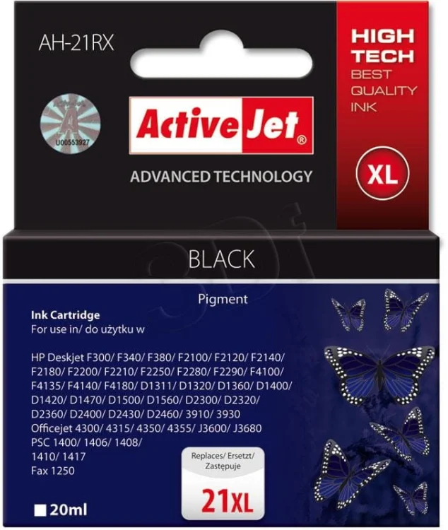 Tusz Activejet AH-21RX (zamiennik HP 21XL C9351A; Premium; 20 ml; czarny)