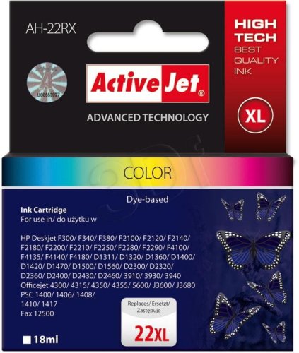Tusz Activejet AH-22RX (zamiennik HP 22XL C9352A; Premium; 18 ml; kolor)
