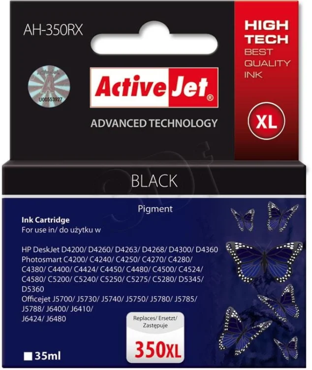 Tusz Activejet AH-350RX (zamiennik HP 350XL CB336EE; Premium; 35 ml; czarny)