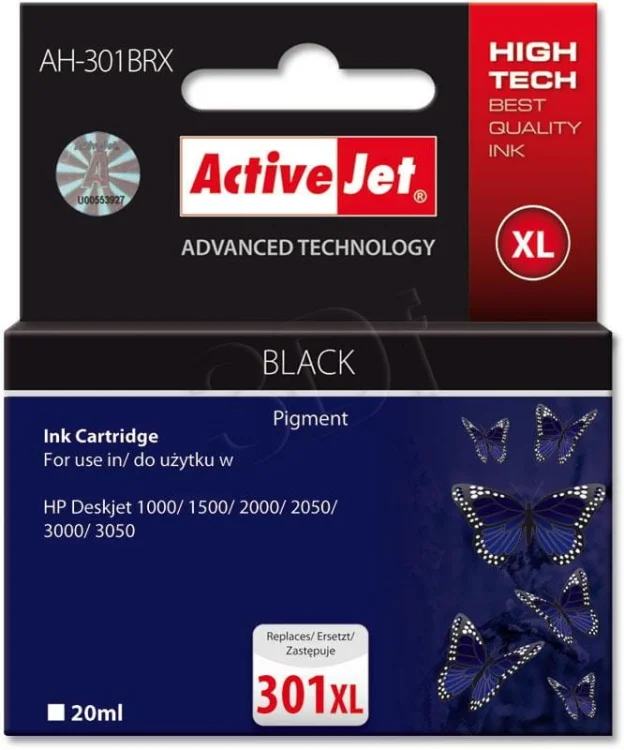 Tusz Activejet AH-301BRX (zamiennik HP 301XL CH563EE; Premium; 20 ml; czarny)
