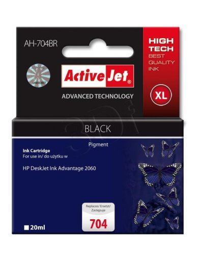 Tusz Activejet AH-704BR (zamiennik HP 704 CN692AE; Premium; 20 ml; czarny)