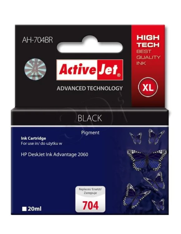Tusz Activejet AH-704BR (zamiennik HP 704 CN692AE; Premium; 20 ml; czarny)