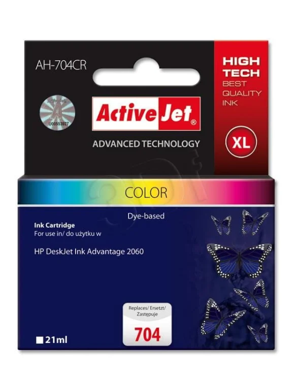 Tusz Activejet AH-704CR (zamiennik HP 704 CN693AE; Premium; 21 ml; kolor)