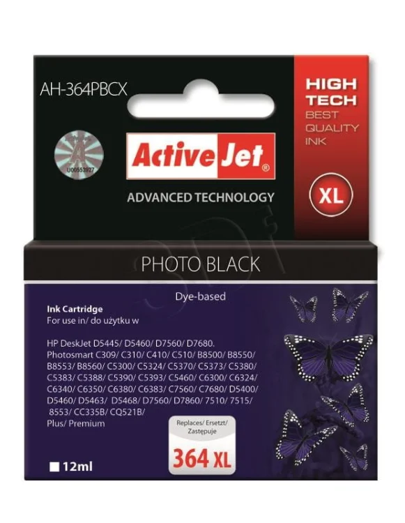 Tusz Activejet AH-364PBCX (zamiennik HP 364XL CB322EE; Premium; 12 ml; czarny, foto)