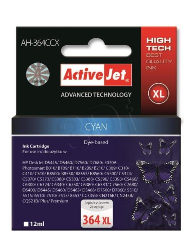 Tusz Activejet AH-364CCX (zamiennik HP 364XL CB323EE; Premium; 12 ml; niebieski)