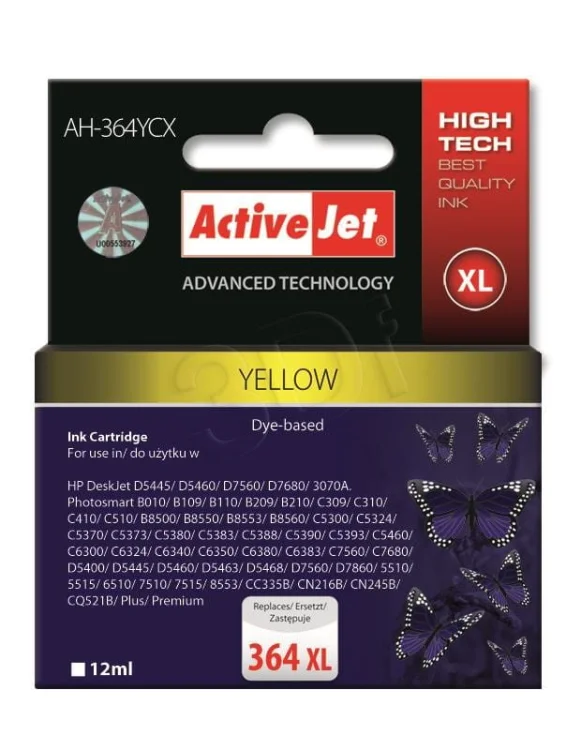 Tusz Activejet AH-364YCX (zamiennik HP 364XL CB325EE; Premium; 12 ml; żółty)