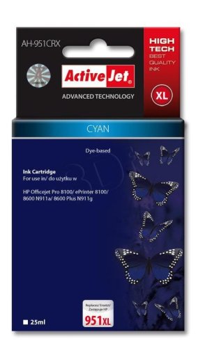 Tusz Activejet AH-951CRX (zamiennik HP 951XL CN046AE; Premium; 25 ml; niebieski)