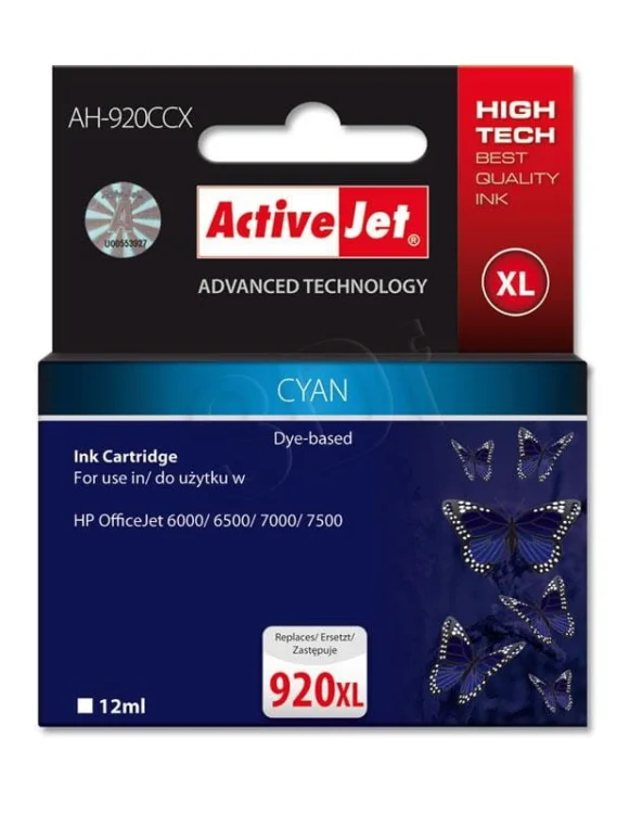 Tusz Activejet AH-920CCX (zamiennik HP 920XL CD972AE; Premium; 12 ml; niebieski)