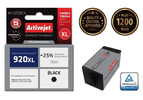 Tusz Activejet AH-920BCX (zamiennik HP 920XL CD975AE; Premium; 50 ml; czarny)